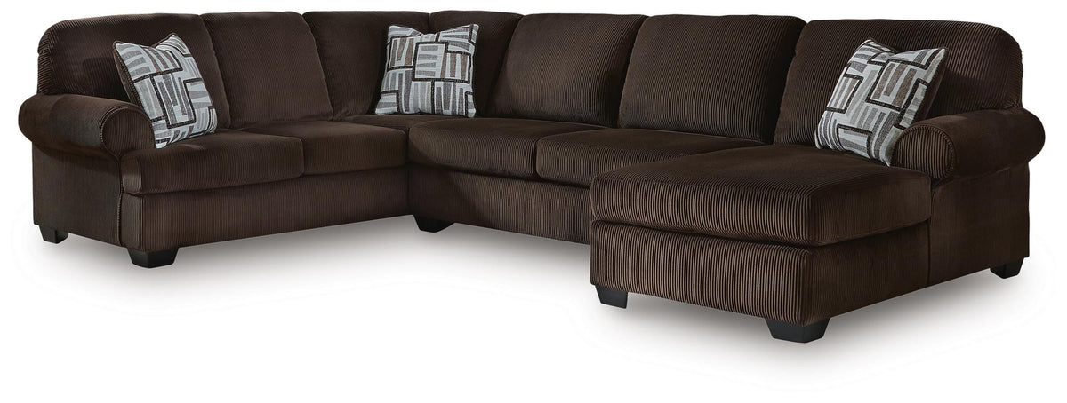 Kimlee Chocolate Velvet 3-Piece Sectional with Chaise - image 2
