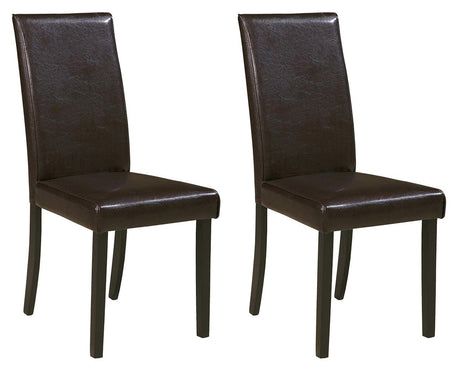 Front angle of Kimonte dark brown 2-piece dining chairs