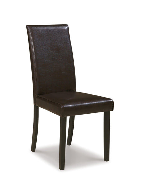 Side view of Kimonte dark brown dining chairs