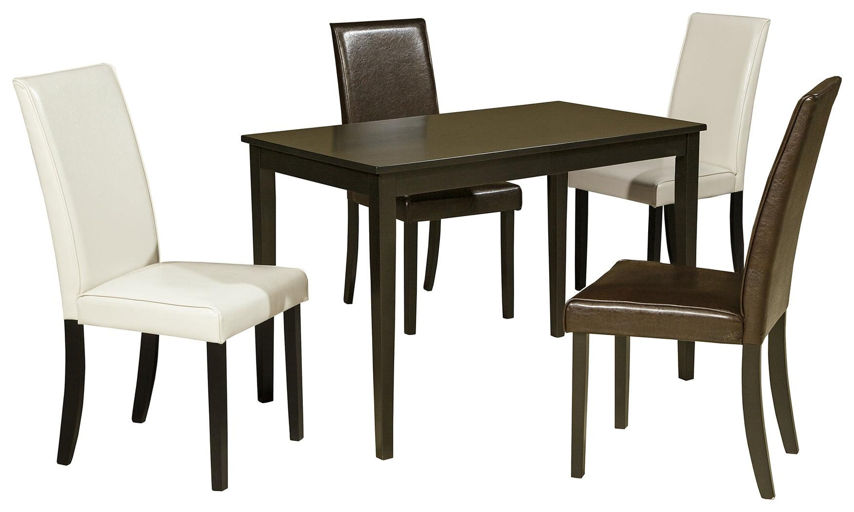 Room view of Kimonte Dark Brown Rectangular Dining Room Set in dining setting
