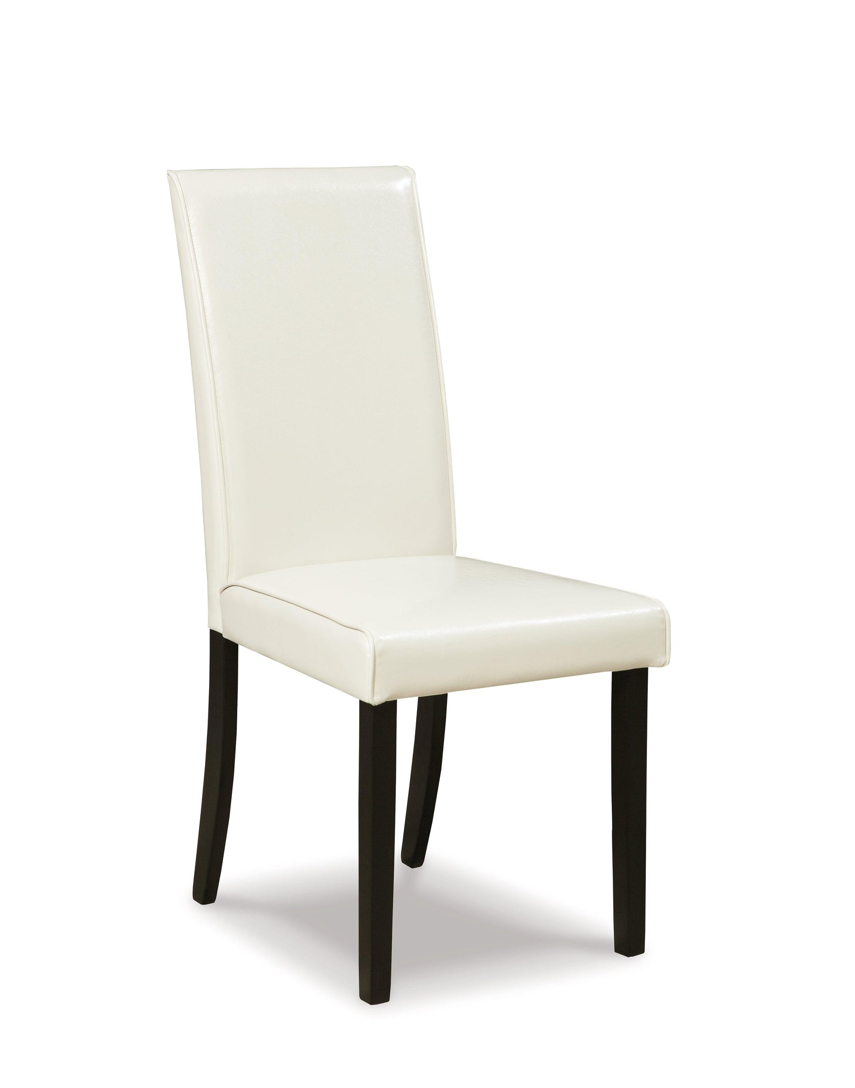 Kimonte Ivory dining chair side view highlighting black wood frame