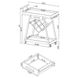Kinney bar cart drawer assembly hardware detail