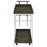 Kinney 2-tier bar cart with wheels for easy mobility rustic grey and chrome