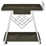 Kinney bar cart storage drawer open showing internal space