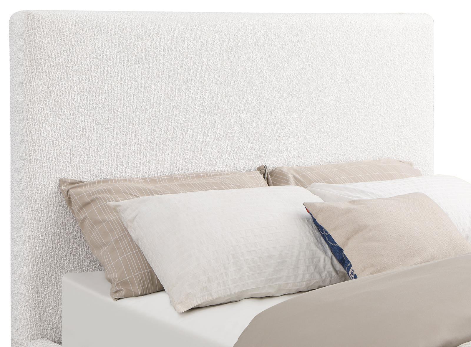 Knox Upholstered Eastern King Platform Bed Cream viewed from foot