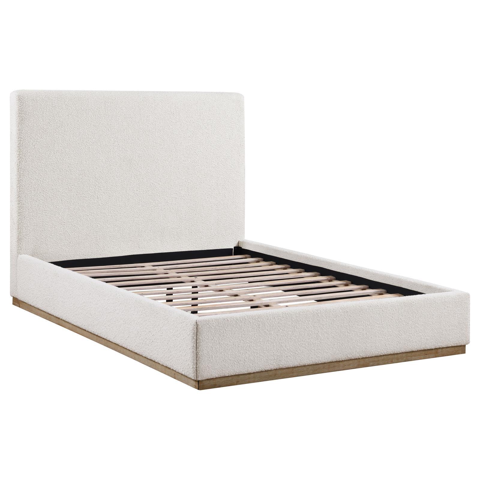 Knox Upholstered Queen Platform Bed Cream side profile