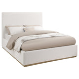 Knox Upholstered Queen Platform Bed Cream headboard close-up