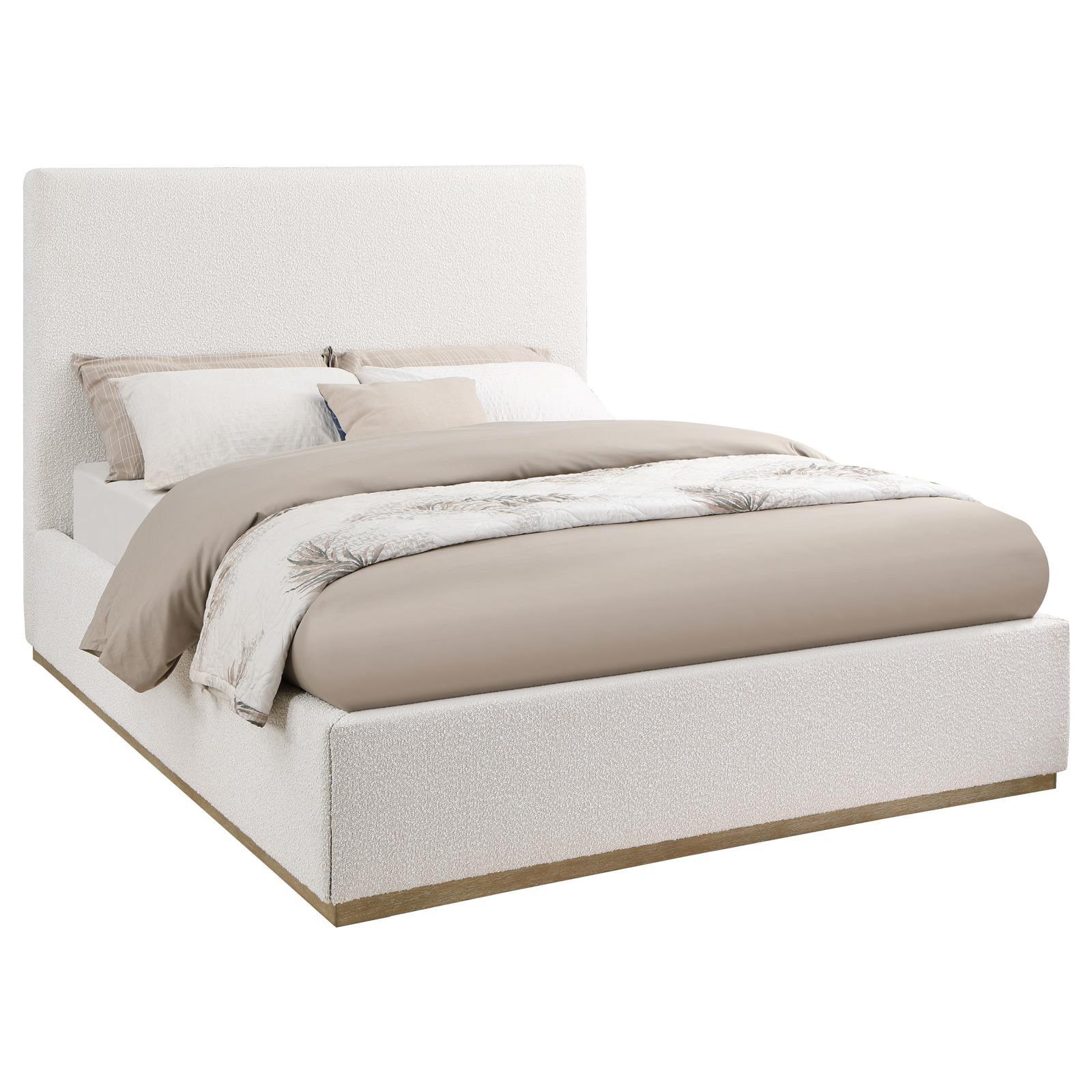 Knox Upholstered Queen Platform Bed Cream headboard close-up