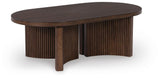 Korestone Dark Brown Coffee Table with 1 End Table angled view