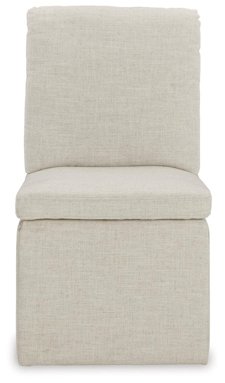 Detail of Krystanza chair padded seat and casters