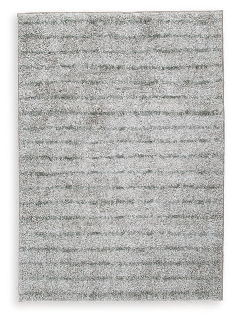 Close-up of Laddway cream and green striped medium area rug texture
