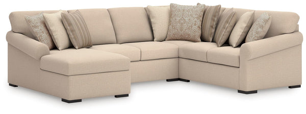 LadyMae Twill Performance Fabric,Next-Gen Nuvella™ 4-Piece Sectional with Chaise from Decor Furniture