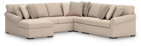 LadyMae Twill Performance Fabric,Next-Gen Nuvella™ 5-Piece Sectional with Chaise from Decor Furniture