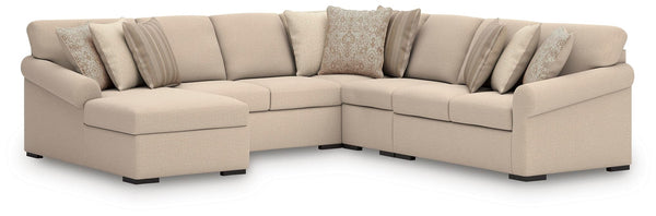 LadyMae Twill Performance Fabric,Next-Gen Nuvella™ 5-Piece Sectional with Chaise from Decor Furniture