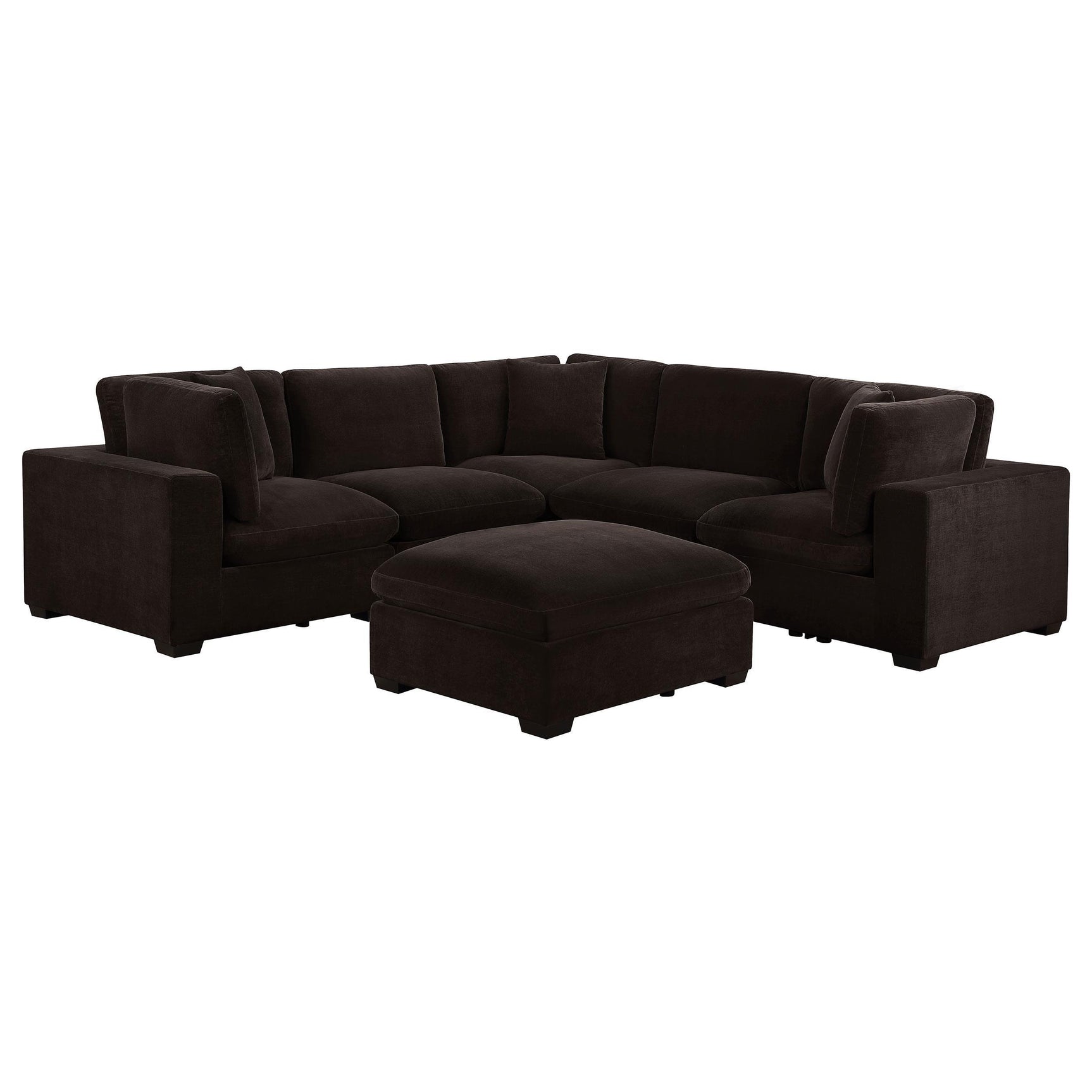side view of Lakeview 5-Piece Upholstered Modular Sectional Chocolate sectional sofa