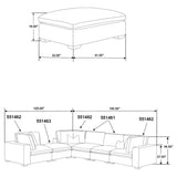 Front view of Lakeview 5-Piece Ivory Upholstered Sectional Sofa