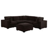 Side view of Lakeview 6-Piece Upholstered Modular Sectional Chocolate sectional sofa