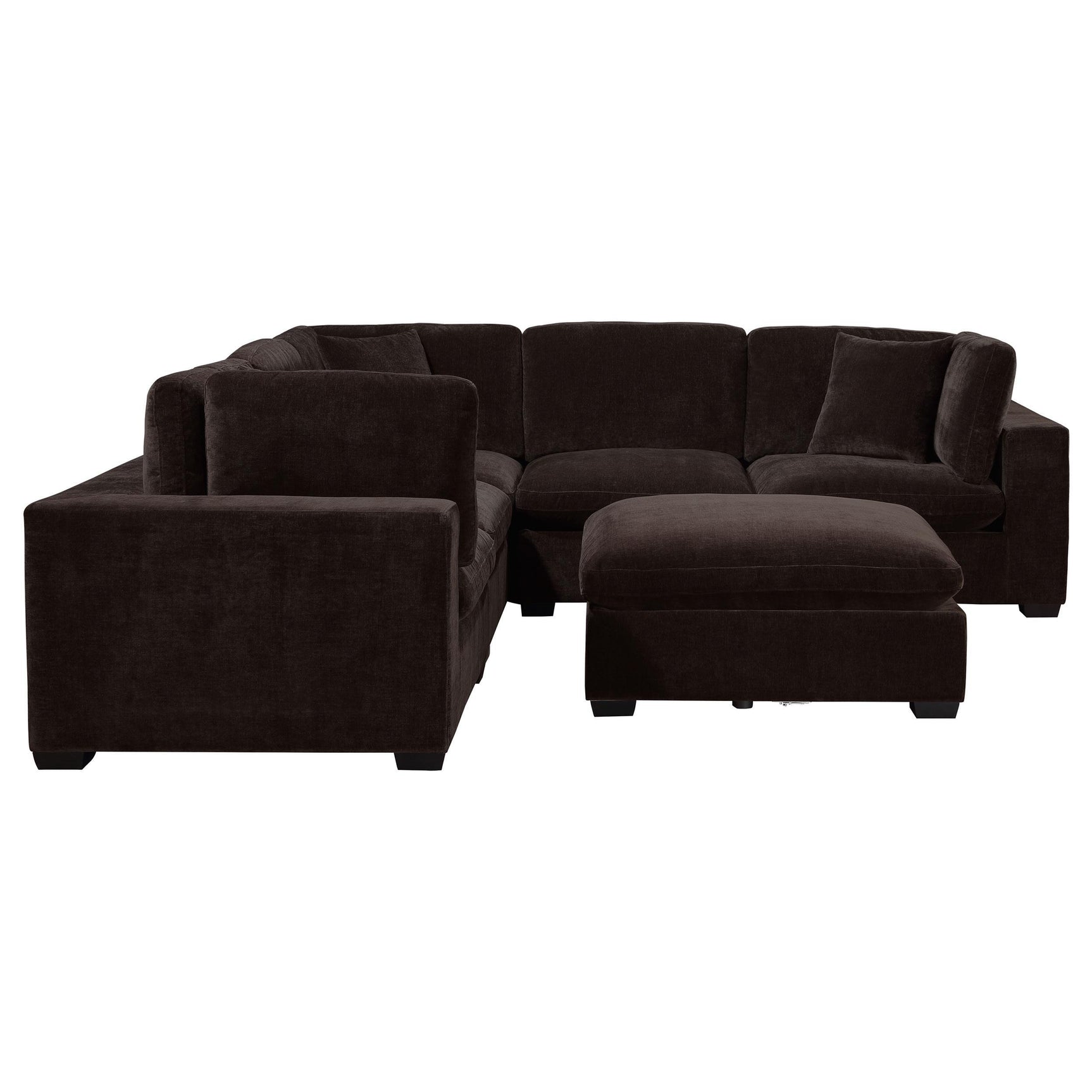 Detail of fabric upholstery on Lakeview 6-Piece Upholstered Modular Sectional Chocolate