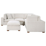 Main angle of ivory modular sectional sofa with ottoman