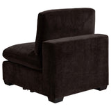 Back view of Lakeview Upholstered Armless Chair in dark chocolate