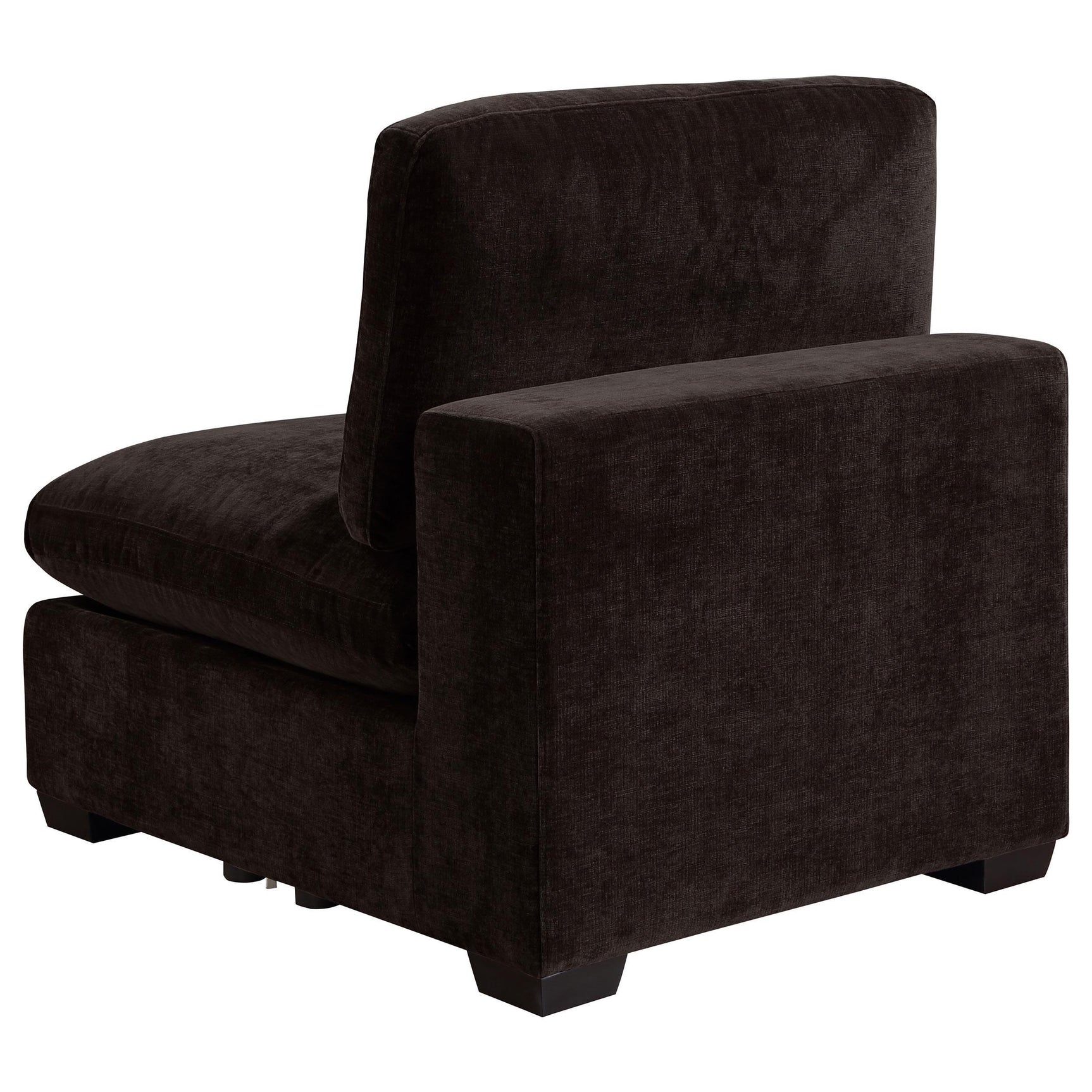 Back view of Lakeview Upholstered Armless Chair in dark chocolate