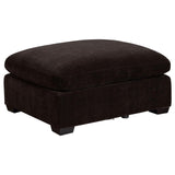 Lakeview Upholstered Ottoman dark chocolate angled view