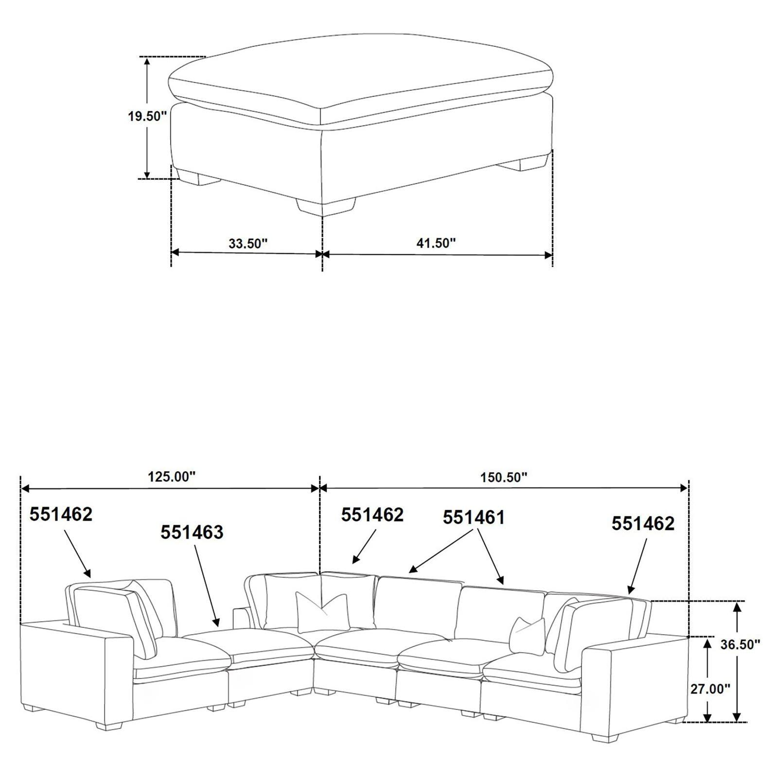 Lakeview Ottoman rear corner showing wood base