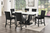 Larry 7-Piece Counter-Height Dining Set with White Marble-Look Table and Black Velvet Stools from Decor Furniture