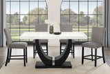 Larry 7-Piece Counter-Height Dining Set with White Marble-Look Table and Grey Velvet Stools view 2
