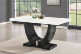 Larry 7-Piece Counter-Height Dining Set with White Marble-Look Table and Grey Velvet Stools view 3
