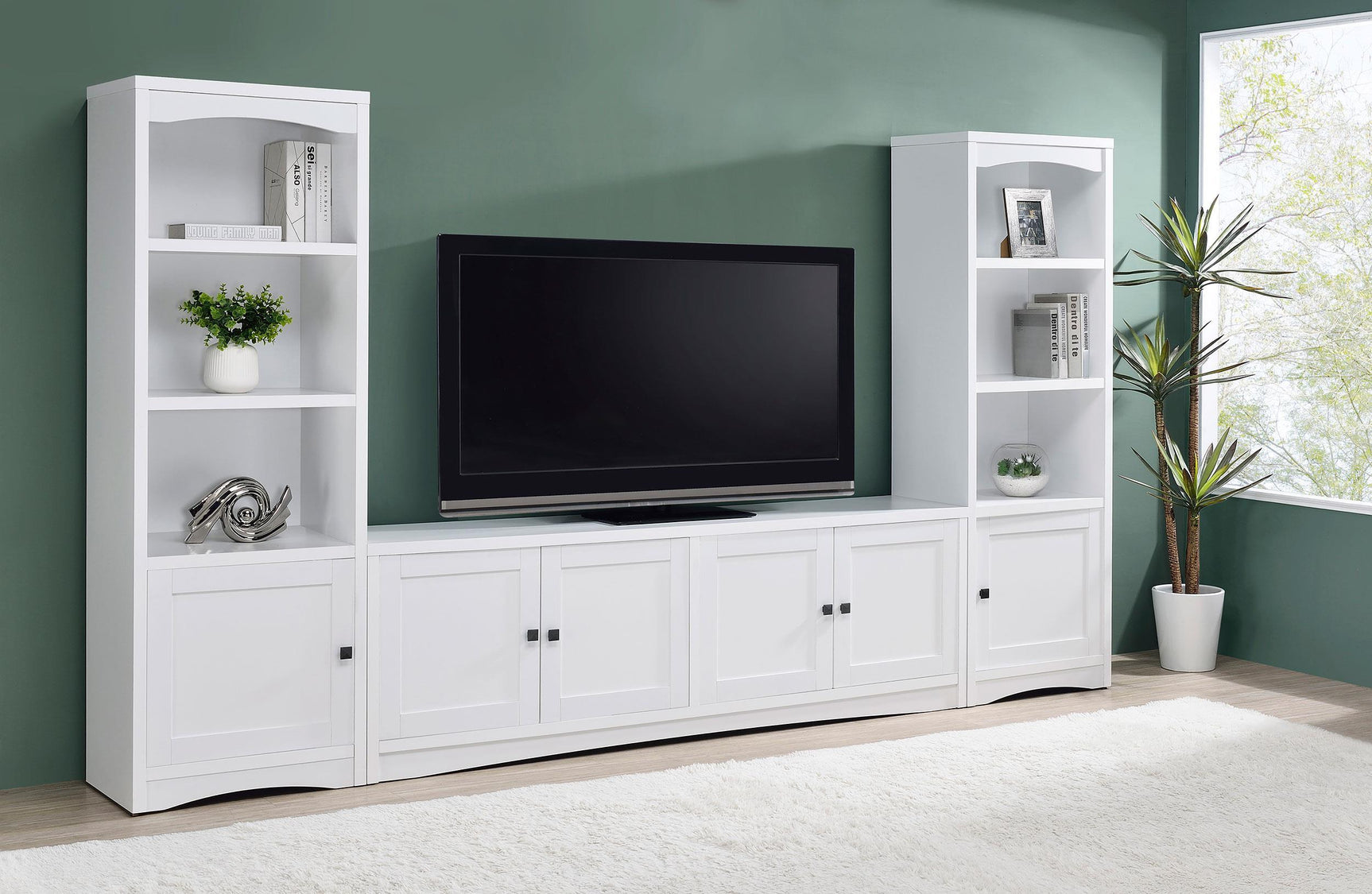 Close-up of melamine paper texture on Laughlin Entertainment Center