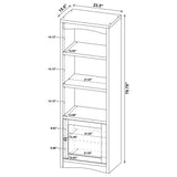 Laughlin 3-shelf media tower side angle in dark pine finish