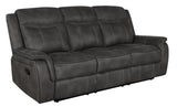 Back view of Lawrence reclining sofa set in charcoal