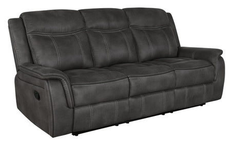 Back view of Lawrence reclining sofa set in charcoal