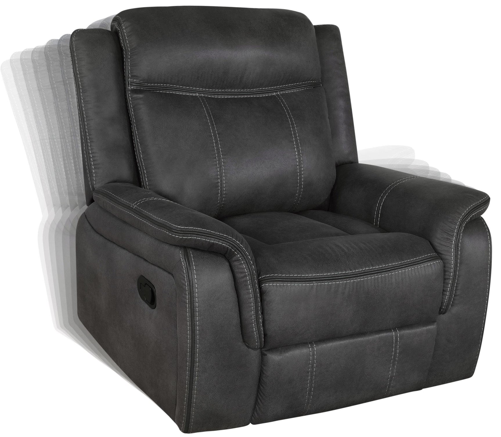 Lift-top storage console open on sofa