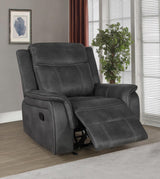 Recliner partially extended showing manual mechanism