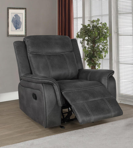 Recliner partially extended showing manual mechanism