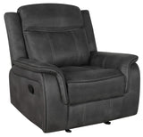 Lawrence 3-piece charcoal sofa set in living room setting