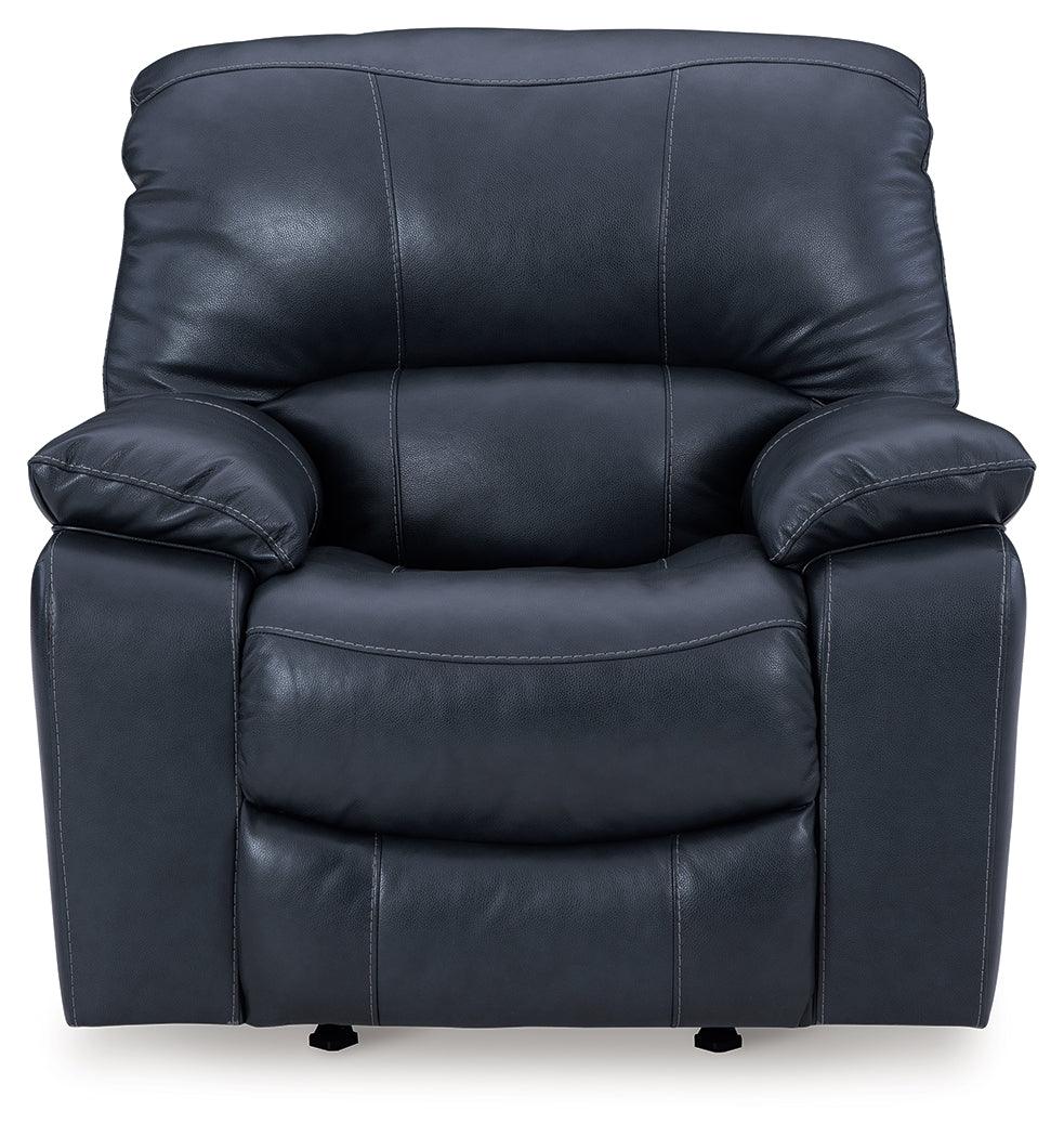 Leesworth Ocean Leather Power Recliner close-up front view