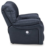 Leesworth Ocean Leather Power Recliner side angle