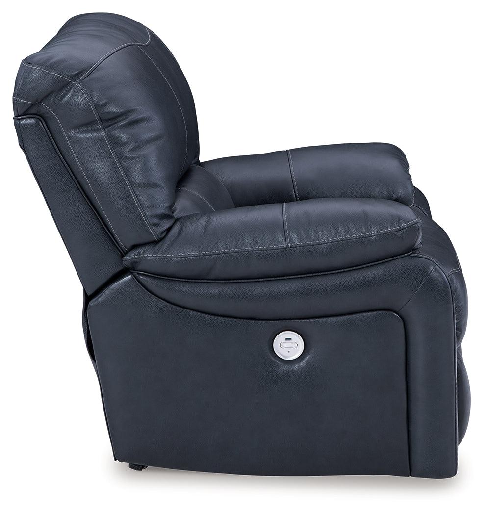 Leesworth Ocean Leather Power Recliner side angle
