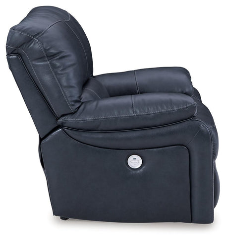 Leesworth Ocean Leather Power Recliner side angle