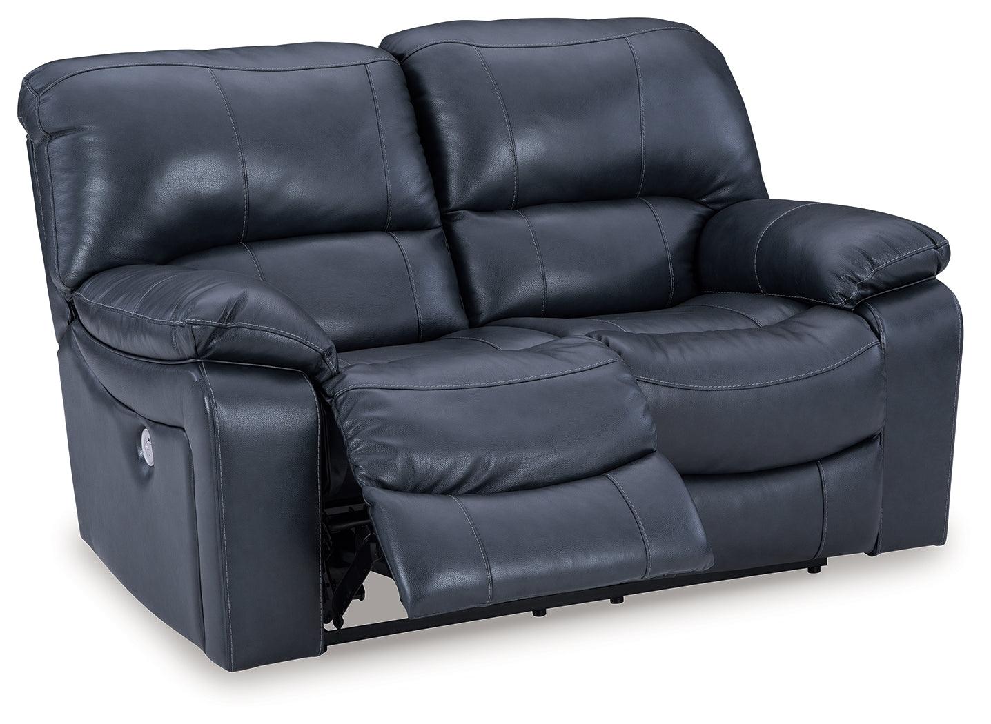 Leesworth Loveseat extended ottoman and USB port detail