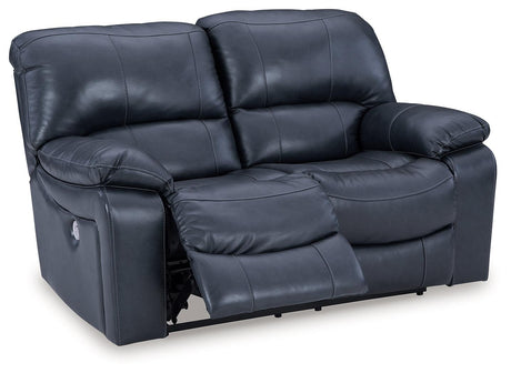 Leesworth Loveseat extended ottoman and USB port detail