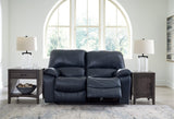 Seating detail of Leesworth Ocean Leather Power Reclining Loveseat