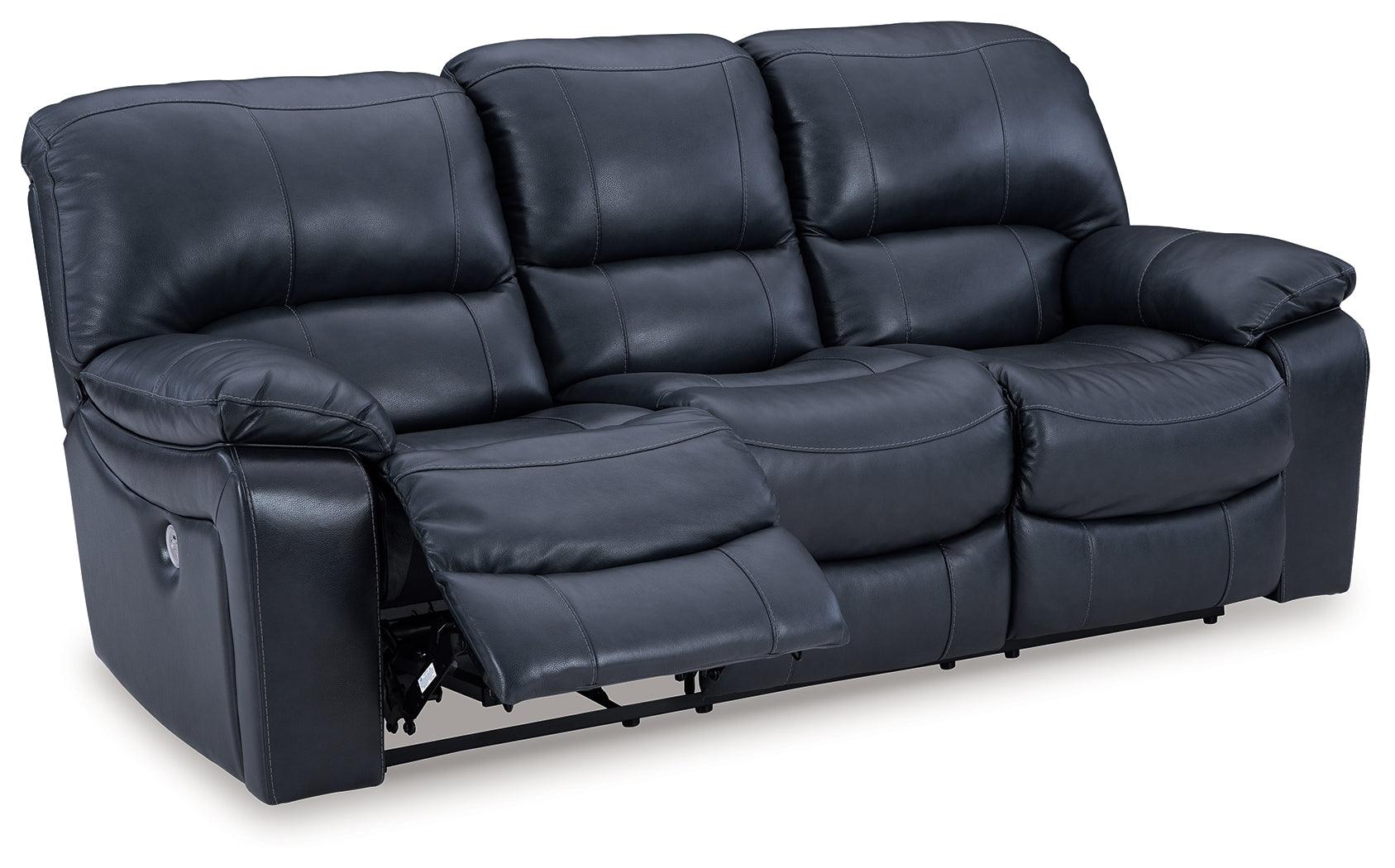 Leesworth Ocean Leather Match Power Reclining Sofa USB charging port detail