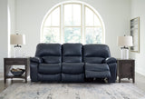 Leesworth Ocean Leather Match Power Reclining Sofa rear view