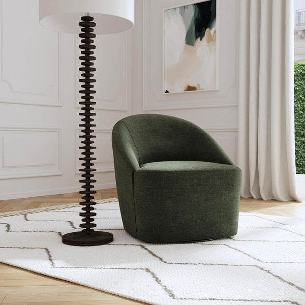 Leon Upholstered Barrel Accent Swivel Chair Hunter Green side angle