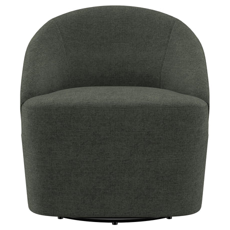 Leon Upholstered Barrel Accent Swivel Chair Hunter Green angled back