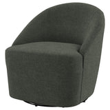Leon Upholstered Barrel Accent Swivel Chair Hunter Green with swivel base detail